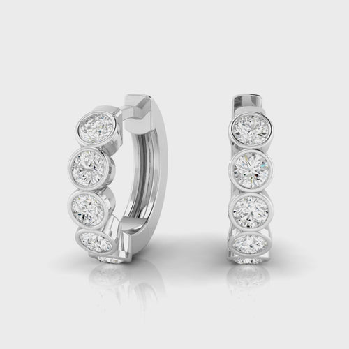 14 Karat Lab Grown Diamond Huggy Earrings (0.75 TCW F+ Color+ VS+Clarity)