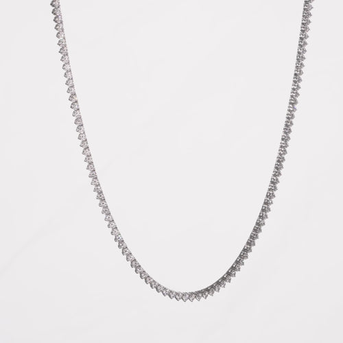 14 Karat White Gold 3-Prong Lab Grown Diamond Tennis Necklace(F+ Color -VS+ Clarity