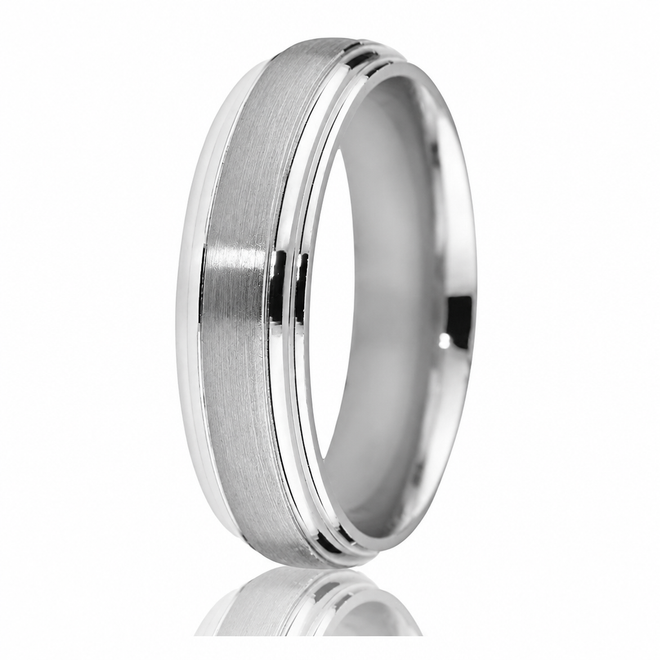 White-gold 14K satin-finish wedding ring