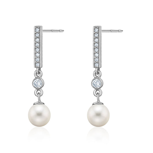 Diamond and pearl drop earrings