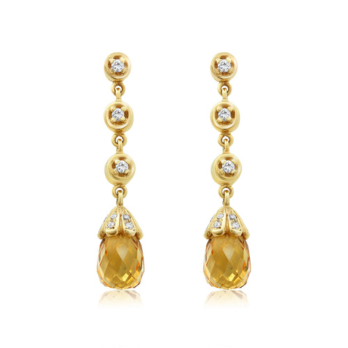 Diamond and citrine drop earrings