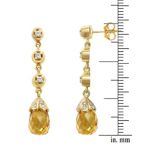 Diamond and citrine drop earrings