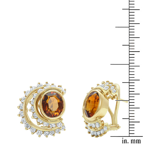 Citrine and two tier diamond row earrings