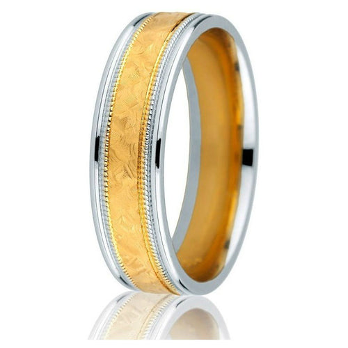 Rose and white gold 6mm comfort-fit wedding band in 14k gold
