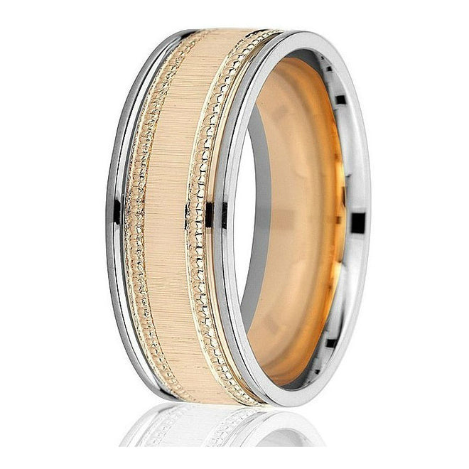 Wedding Ring (14k -8mm two-tone) - Paul Nudelman Jewellers