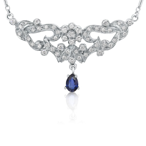 Diamond and sapphire pendant necklace