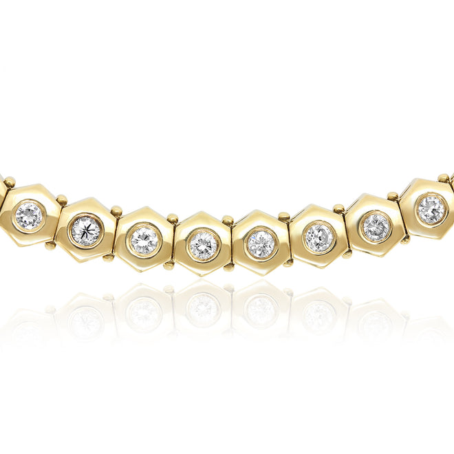 18k yellow gold diamond tennis necklace