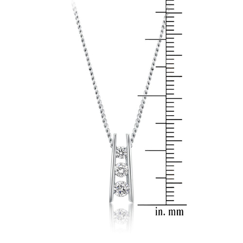 14k white gold trinity diamond pendant with chain