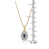 Diamond and oval sapphire pendant necklace