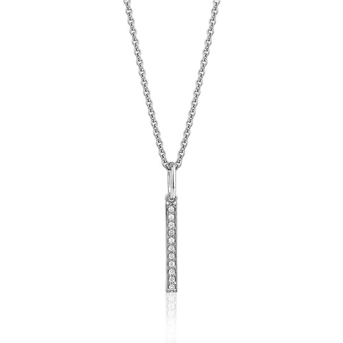 Vertical diamond bar necklace in 14k white gold
