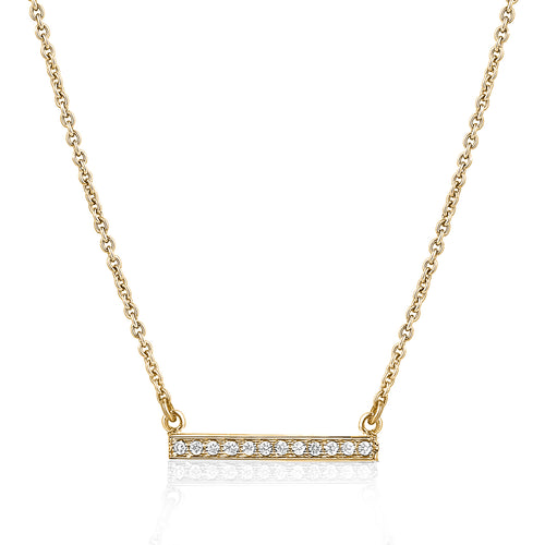 Diamond bar necklace in 14k yellow gold