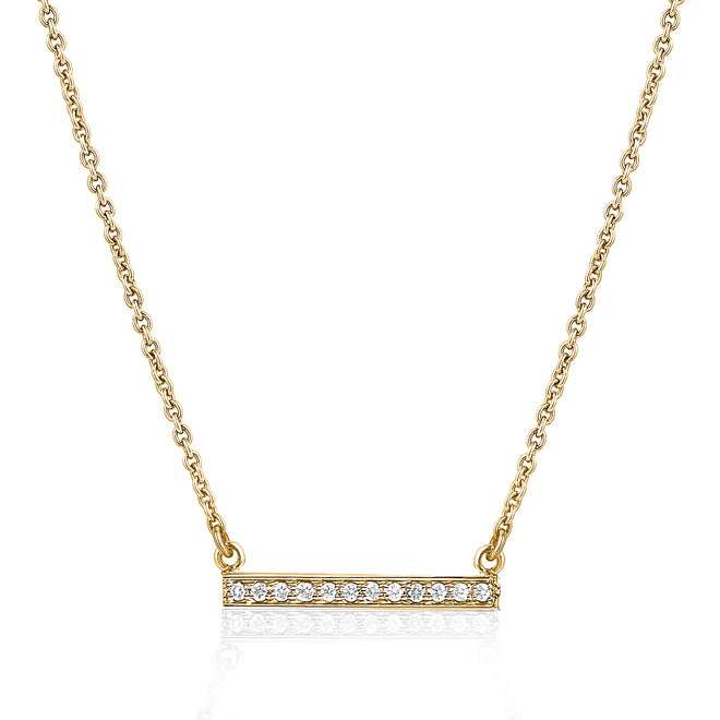 Diamond bar necklace in 14k yellow gold