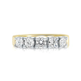 14k diamond yellow and white gold wedding band set with 5 round natural brilliant diamonds